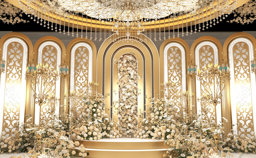 腾冲香槟色调婚礼堂效果展示